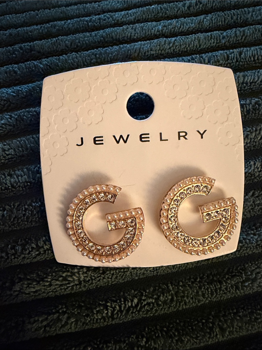 Fashion Gold Crystal 'G' Logo Stud Earrings - Jewelry, NEW